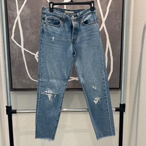 Levi's Light Blue Distressed Cropped Jeans